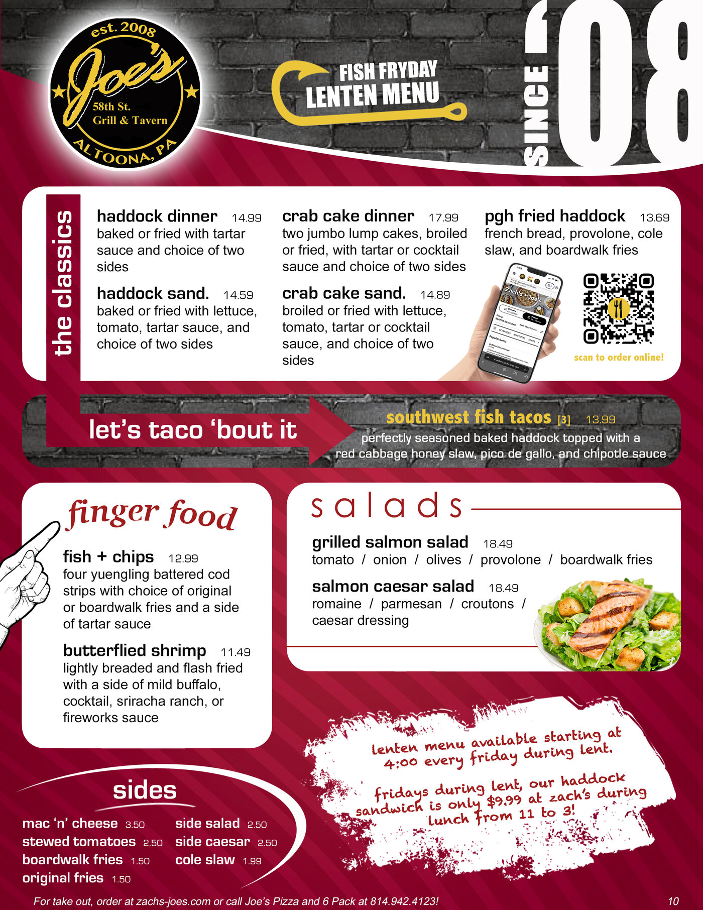Joe's Lenten menu