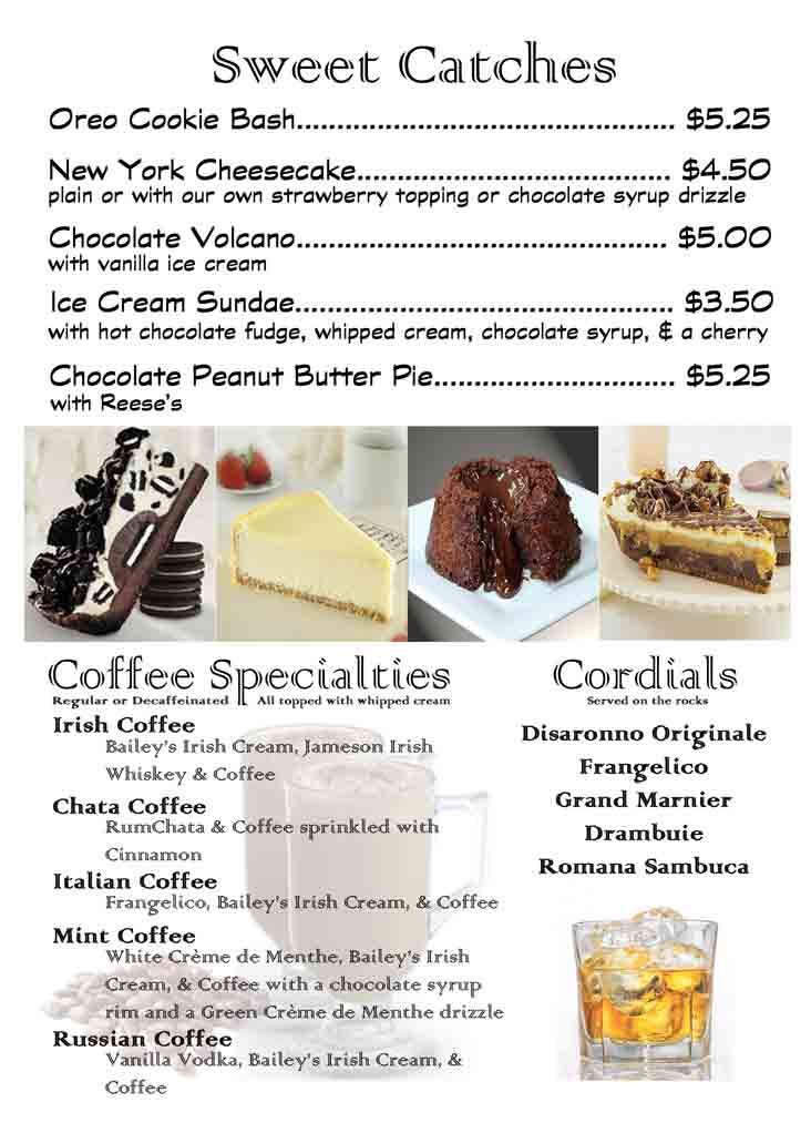 Zach's dessert menu